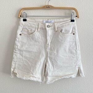 Judy Blue Women's JB150089 High-Rise Cut-Off Denim Jean Shorts - Ivory Denim
